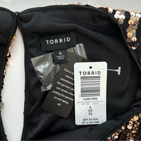 Torrid Sequin Trapeze A-Line Dress - Champagne Metallic - Size 4 - Picture 4 of 11